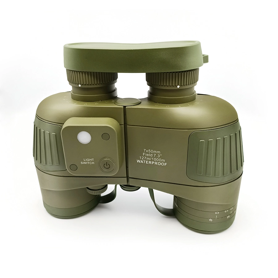 High Definition Waterproof Binoculars Bak4 Prism Fmc 7X50 Double Focus Green 7X ED Binoculars with Compass